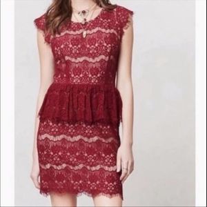 Anthropologie Maeve Elsa‎ Peplum Lace Dress